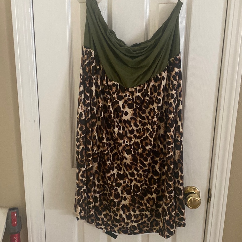 Forest green and leopard tube top dress never worn